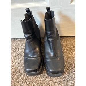 MIA Platform Chelsea Boots Womens 6 Black Good Square Toe Chunky Block Heel